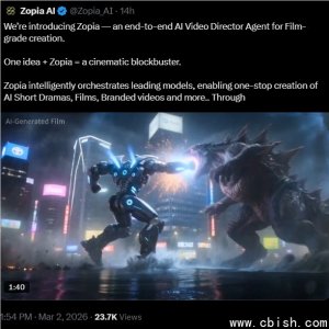 Zopia重磅上线：AI多Agent协作，24小时自动生成电影级大片！