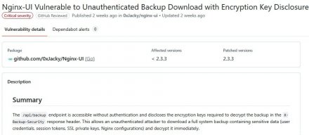 网页服务器软件Nginx第三方管理界面存在重大漏洞，可能导致数据泄露与系统被接管