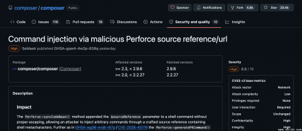 PHP包管理器Composer曝出两个命令注入高危漏洞，可远程触发任意命令执行