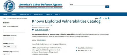 CISA在微软披露SharePoint漏洞时立即将其纳入KEV清单，表明风险紧迫