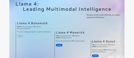Meta公布MoE架构开发的Llama 4，开源4000亿、1090亿参数的Maverick、Scout