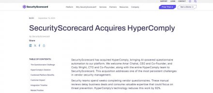 SecurityScorecard收购问卷自动化企业HyperComply