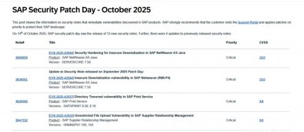 SAP修补NetWeaver、打印服务、供应链关系管理平台重大漏洞