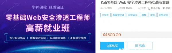 Kali安全渗透高级工程师,Web安全实战就业班培训教程 价值4500元