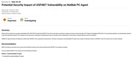 威联通警告旗下备份软件受到ASP.NET Core高危漏洞影响