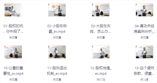 宋俊生全套股权设计高管课(含股权方案工具包)