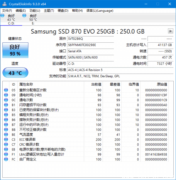CrystalDiskInfo(硬盘监控工具) v9.6.0 中文绿色版