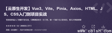 云原生开发实战：从入门到精通 Vue3、Vite、Pinia、Axios 与 HTML、JavaScript、CSS 项目开发