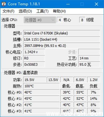 Core Temp(监测和显示CPU温度) v1.19.5 多语便携版