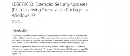 微软紧急发布例外更新，修复部分Windows 10无法安装ESU更新的问题