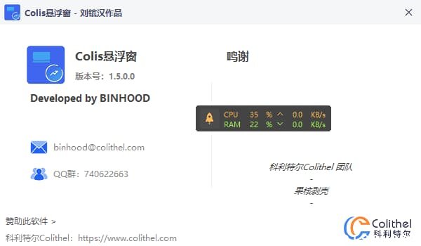 Colis悬浮窗(桌面监控与快捷操作工具) v1.6.1.0 中文绿色版