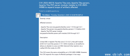 Apache Tika 存在严重 XXE 漏洞，恶意 XFA PDF 可远程读取服务器数据