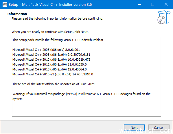 MultiPack Visual C++ Installer(VC++ 运行库集合包) v3.8