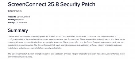 远程管理工具ScreenConnect修复重大漏洞，防止敏感配置泄露与未授权插件植入