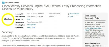 思科修复网络访问控制平台ISE安全漏洞，并表示已有概念验证代码出现，可能被用于实际攻击
