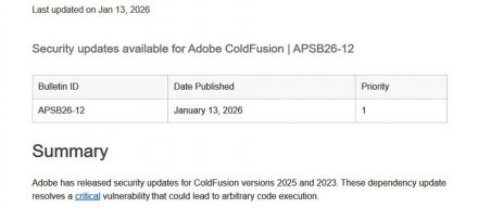 Adobe为ColdFusion修补Apache Tika高危漏洞，呼吁用户优先处理