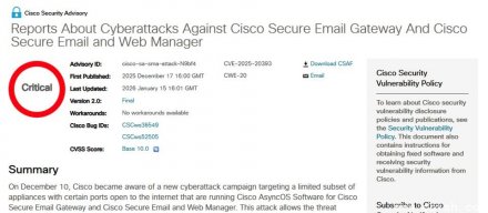 思科修补邮件安全网关及上网安全网关已遭利用的零日漏洞