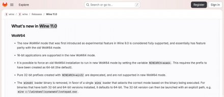 Wine 11.0 新增的 WoW64 架构全面支持 16 位 Windows 程序
