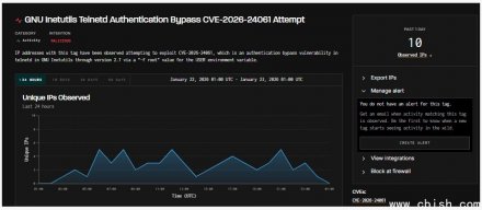 GNU Inetutils套件中的telnetd服务存在允许攻击者获取root权限的重大漏洞，近日遭人试图利用