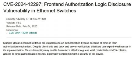 Moxa修复了交换机前端授权逻辑导致的信息泄露漏洞