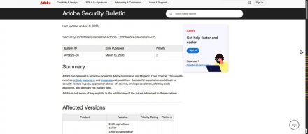 3月Adobe修复80个漏洞，呼吁用户优先处理Adobe Commerce
