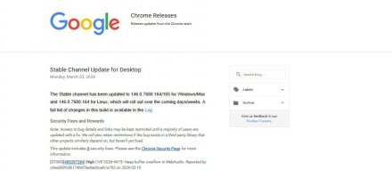 谷歌发布Chrome浏览器更新，修复8个高危漏洞