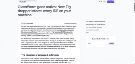 蠕虫程序GlassWorm通过Zig语言开发的加载工具，渗透多款IDE