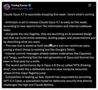 Anthropic即将发布Claude Opus 4.7与全新AI设计工具，本周上线