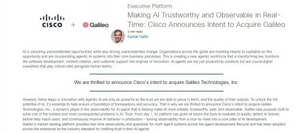 思科宣布将收购AI观测平台Galileo，强化AI代理监控能力