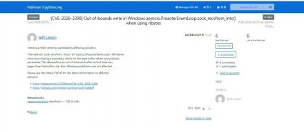 Python 存在高风险的内存访问漏洞，未修复可能导致越界写入和内存数据损坏