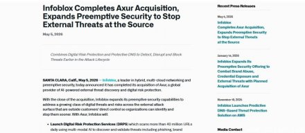 Infoblox完成收购Axur，增强外部威胁防护能力