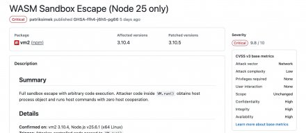 Node.js沙箱库vm2再次曝出重大逃逸漏洞