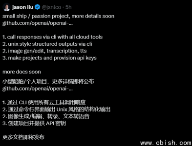 OpenAI CLI 发布：一行命令调用 Responses API 与完整 Agent 工具