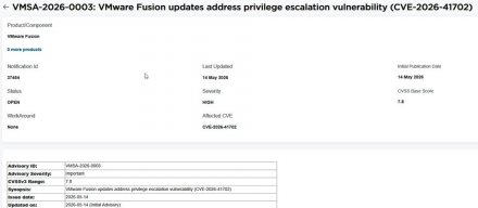 博通修补VMware Fusion高危漏洞