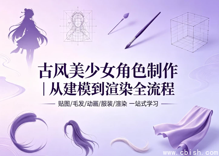 古风美少女角色动画制作示意图