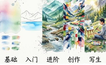 水彩风景五合一 (基础+入门+进阶+创作+写生) 全套系统教程合集打包下载
