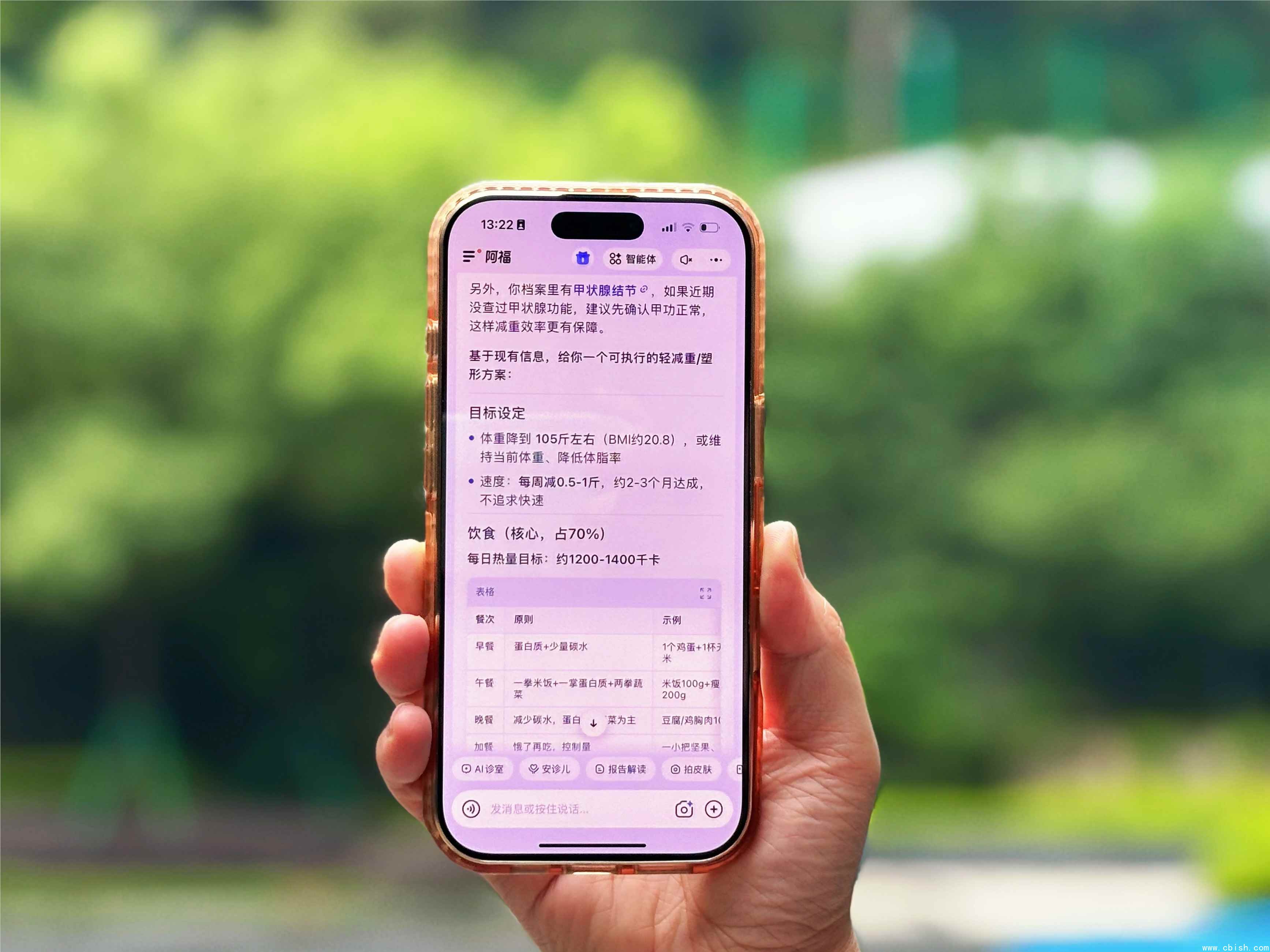 阿福AI提供个性化饮食和运动建议界面