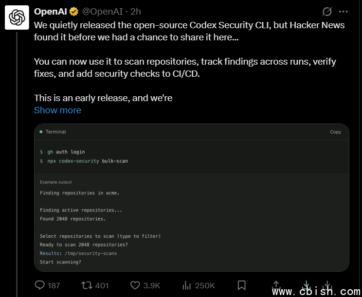 Codex Security CLI 工具界面
