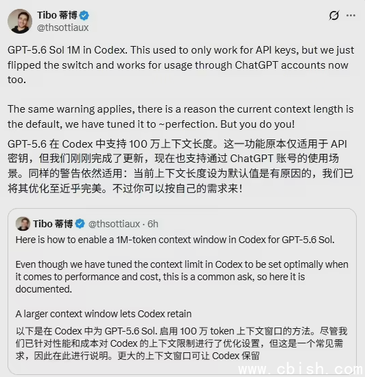 Codex 上下文窗口设置界面
