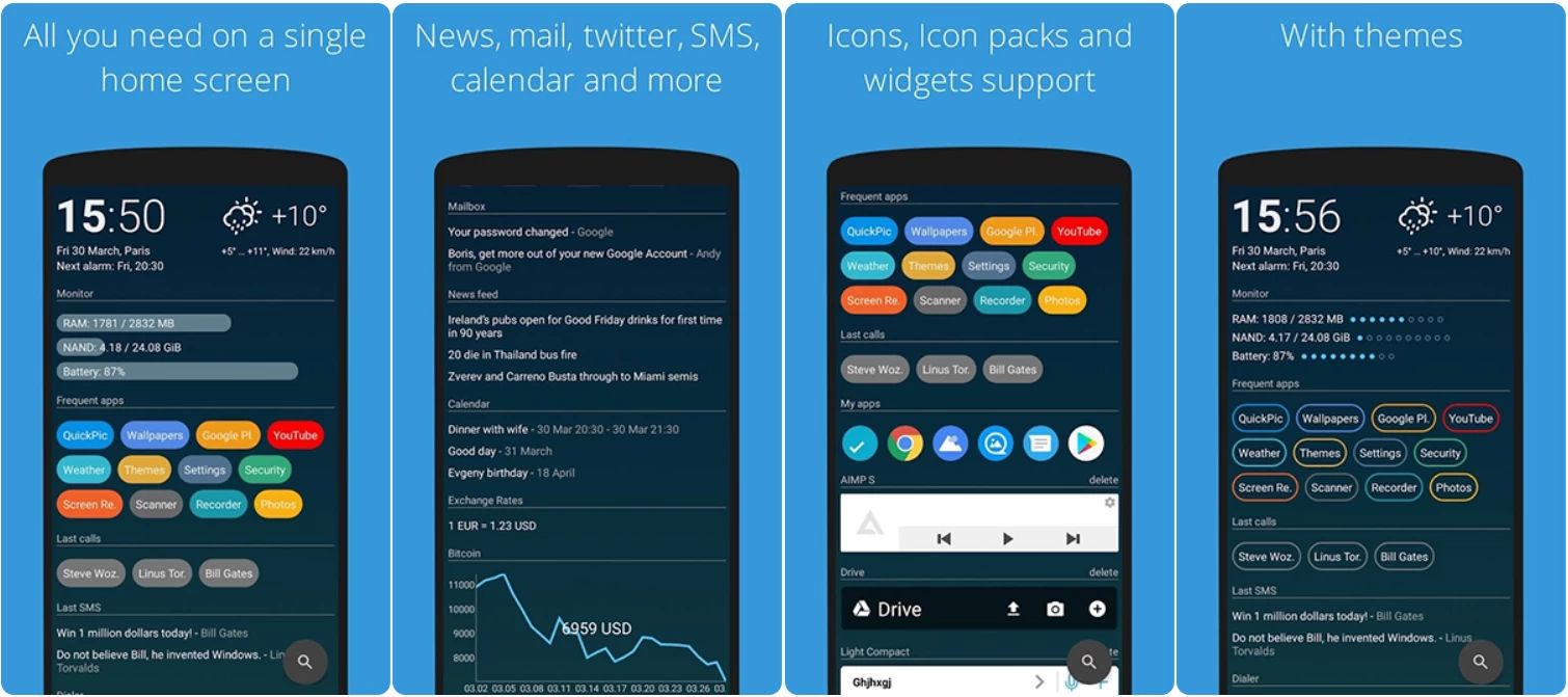 AIO Launcher 主界面示意图