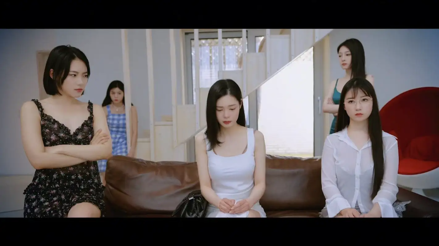 游戏主视觉图：四位风格各异的韩国少女在光影中微笑，背景为梦幻城市与星辰