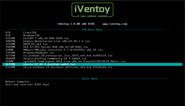 iVentoy 启动菜单截图