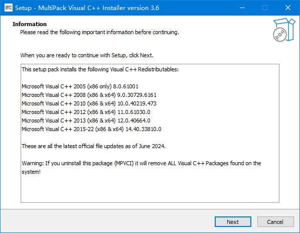 MultiPack Visual C++ Installer v3.6