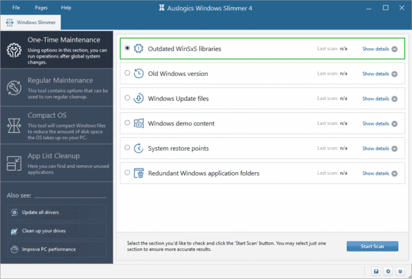 Auslogics Windows Slimmer 软件界面