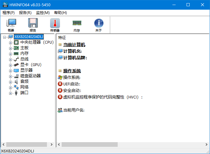 HWiNFO软件界面截图