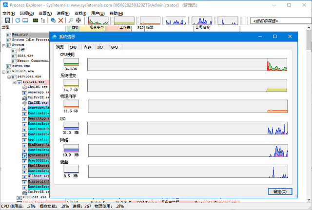 Process Explorer 主界面截图